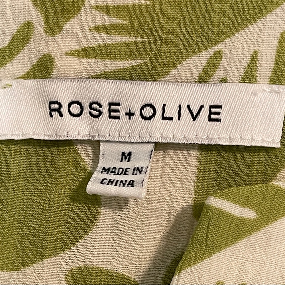 Rose & Olive Green and White Leaf Print Blouse - Picture 6 of 7